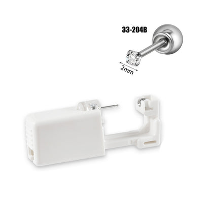 跨境不锈钢一次性耳洞打耳器耳钉花朵蝴蝶锆石头部球座一次打耳枪