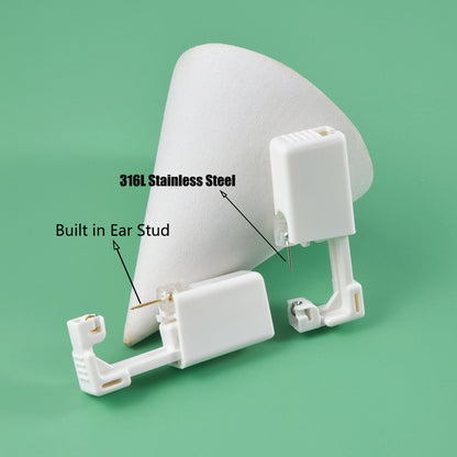 跨境不锈钢一次性耳洞打耳器耳钉花朵蝴蝶锆石头部球座一次打耳枪